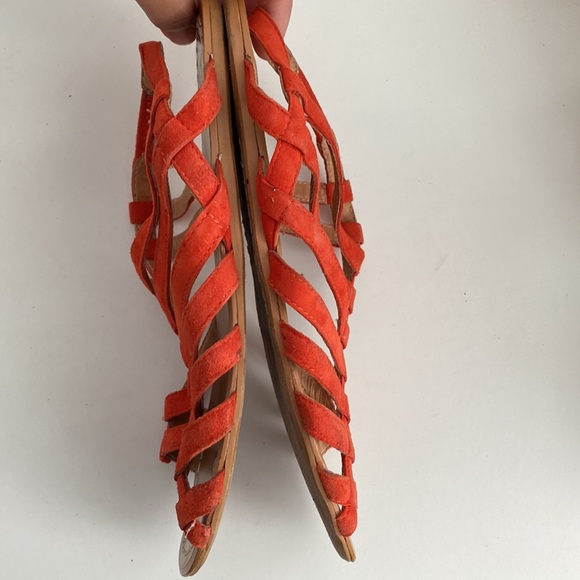 Joe’s Jeans Flat Suede Strappy Sandals in Orange - Picture 7 of 7